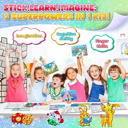 Sinceroduct Foil Art Kit for Kids, Princess Fun-Foil Art Craft Supplies for Kids Ages 4-8,Mess Free Coloring, Foils Foam Sticker,Children DIY Creative Activity Travel Toy,Birthday Gift for Boy & Girl.