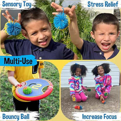 Stringy Balls & Sensory Toys for Kids 20 Pack - Stocking Stuffers For Kids Ages 4 5 6 7 8 + Year Old Gift Ideas - Best Birthday Toddler Gifts for Boys & Girls - Monkey Pom Balls Fidget Toys Party Pack
