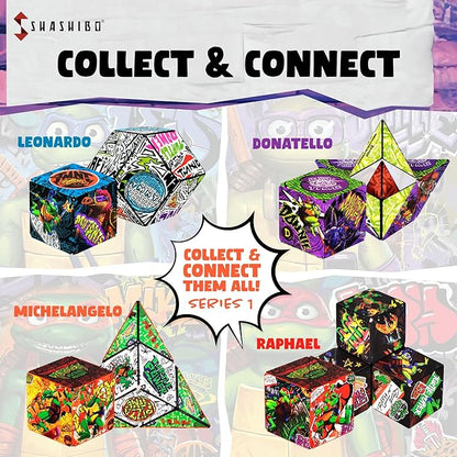 SHASHIBO Teenage Mutant Ninja Turtles Shape Shifting Box - STEM Magnetic Fidget Cube That Transforms Into Over 70 Shapes, Download Fun in Motion Toys Mobile App (Mikey)