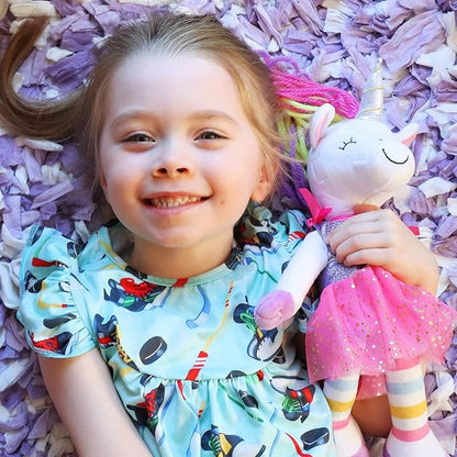 Playtime by Eimmie Unicorn Soft Baby Doll, 14 Inch - Plush Rag Doll with Embroidered Features for Girls (Ages 4 and Up), Educational Stuffed Animal for Imaginative Play & Development