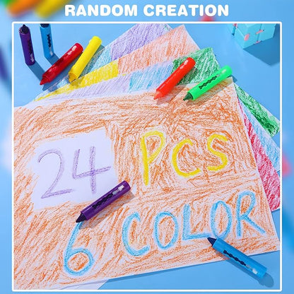 Epakh 24 Pieces Washable Crayons for Toddlers and Kids Easy Clean Colorful Crayons Shower Markers Toys Paint Art Supplies