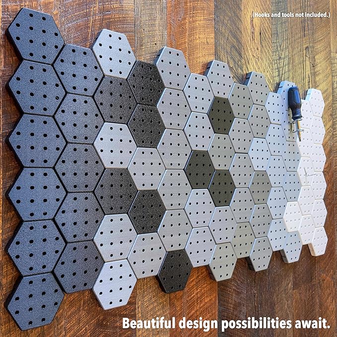 Hexagon Pegboard Tiles, 4.5"x4" each, 5-Pack, Normal-Sized Holes, Make Custom Designs, Easiest to Mount, Expand Existing Pegboard or Fill In Unused Space, Hexboard (Velvet Purple, 4 Inch)