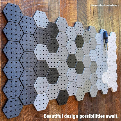 Hexagon Pegboard Tiles, 4.5"x4" each, 5-Pack, Normal-Sized Holes, Make Custom Designs, Easiest to Mount, Expand Existing Pegboard or Fill In Unused Space, Hexboard (Velvet Purple, 4 Inch)