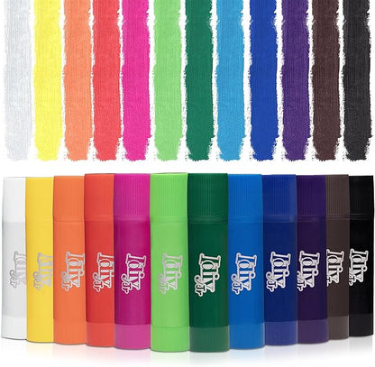 Idiy Tempera Paint Sticks (12 pack Vibrant Colors)-For Classroom Back to School Supplies, Summer Arts & Crafts Projects, Draw & Paint on Wood, Paper, Ceramic, Canvas! Quick Dry, Non-Toxic, Mess Free