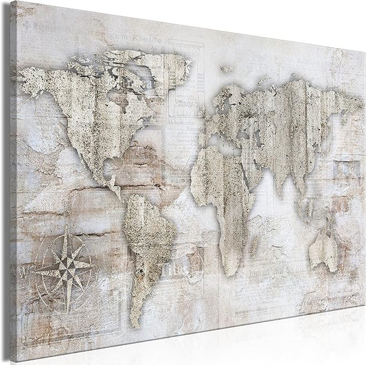 artgeist Pinboard World Map 35x24 in - Cork Board & Canvas Print Wall Art 1 pcs Memoboard with 50 Pins Noticeboard Message Board Image Picture Home Decor Travel Map k-A-0502-p-a
