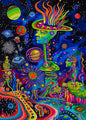 Bgraamiens Puzzle-Alien Land-1000 Pieces Rectangle Puzzle Fun Alien Theme Graffiti Colorful Jigsaw Puzzle for Adults and Kids(Alien Land)