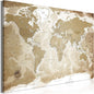 artgeist Pinboard World Map 35x24 in - Cork Board & Canvas Print Wall Art 1 pcs Memoboard with 50 Pins Noticeboard Message Board Image Picture Home Decor Travel Map Map of The World k-C-0127-p-a