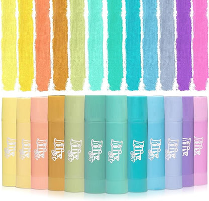 Idiy Tempera Paint Sticks (12 pack Pastel Colors)-Classroom Back to School Supplies, Summer Camp Arts & Crafts Projects, Draw & Paint on Wood, Paper, Ceramic, Canvas! Quick Dry, Non-Toxic, Mess Free