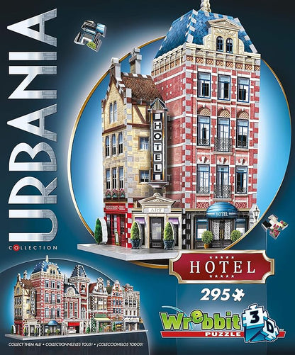 Wrebbit 3D Urbania Collection 3D Puzzle Bundle | Includes Hotel, Cinema, Café and Fire Station | 1165 Pieces Jigsaw Puzzle Pieces Total | Build a Charming and Unique Streetscape of a Small Town