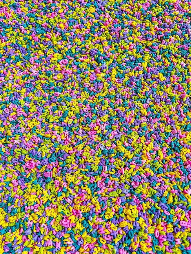 4 Cups of Tropical Rainbow Alphabet Pasta Sensory Filler for Sensory Table