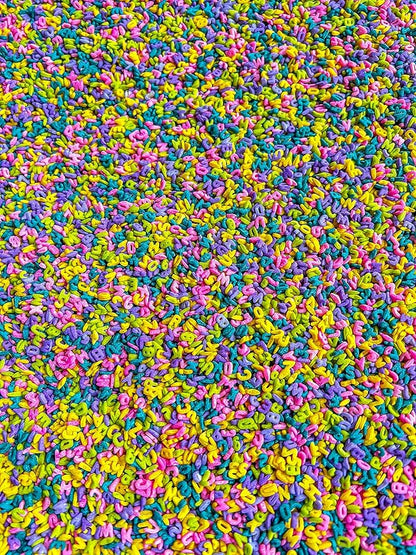 4 Cups of Tropical Rainbow Alphabet Pasta Sensory Filler for Sensory Table