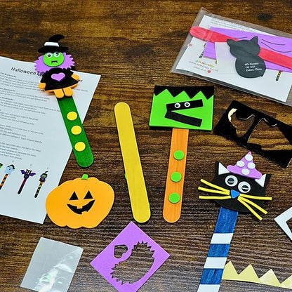 4E's Novelty Halloween Bookmark Craft for Kids - 12 Pack Bulk Kids Halloween Crafts Ages 4-8, 8-12 Halloween Activities for Kids Classroom 2025 Halloween Bookmarks, DIY Foam Halloween Craft Kit