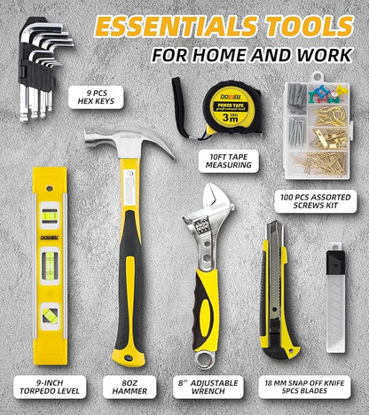 DOWELL 229PCS Tool Sets for Men, Household Hand Tool Kit, Home Repairing Tool Set for Maintenance with 14-Inch Storage Bag