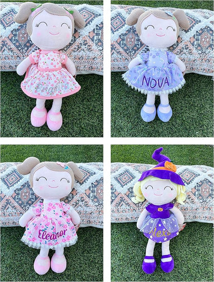 Gloveleya Personalized Doll with Your Name - Cute Pink Bunny Custom Soft Plush Doll for Girls Plush Doll Customized Gifts - Muñecas de Trapo Personalizadas para Niñas
