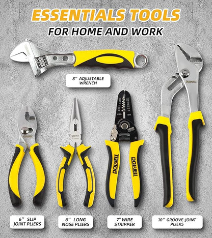 DOWELL 229PCS Tool Sets for Men, Household Hand Tool Kit, Home Repairing Tool Set for Maintenance with 14-Inch Storage Bag