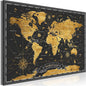artgeist Pinboard World Map 35x24 in - Cork Board & Canvas Print Wall Art 1 pcs Memoboard with 50 Pins Noticeboard Message Board Image Picture Home Decor Travel Map Map of The World k-A-0490-p-a